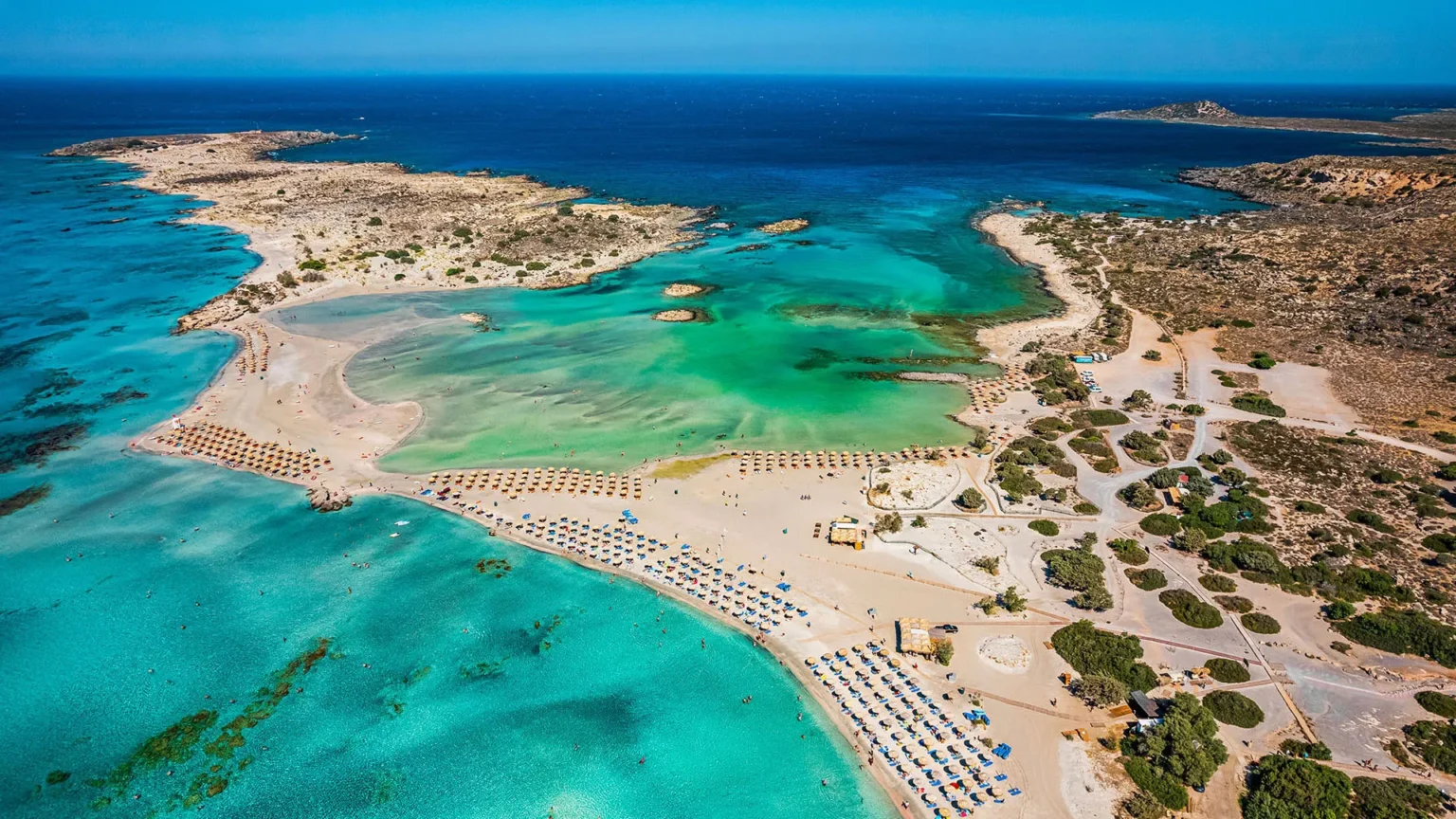 Elafonissi Beach Crete with pink sand and turquoise waters near KeyPoint Car Rental