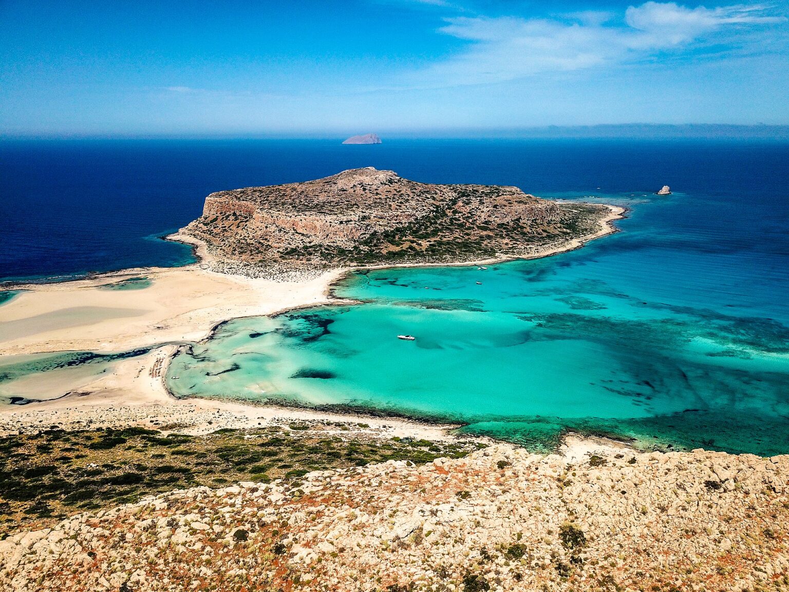 Balos Lagoon Crete with turquoise waters and white sand near KeyPoint Car Rental