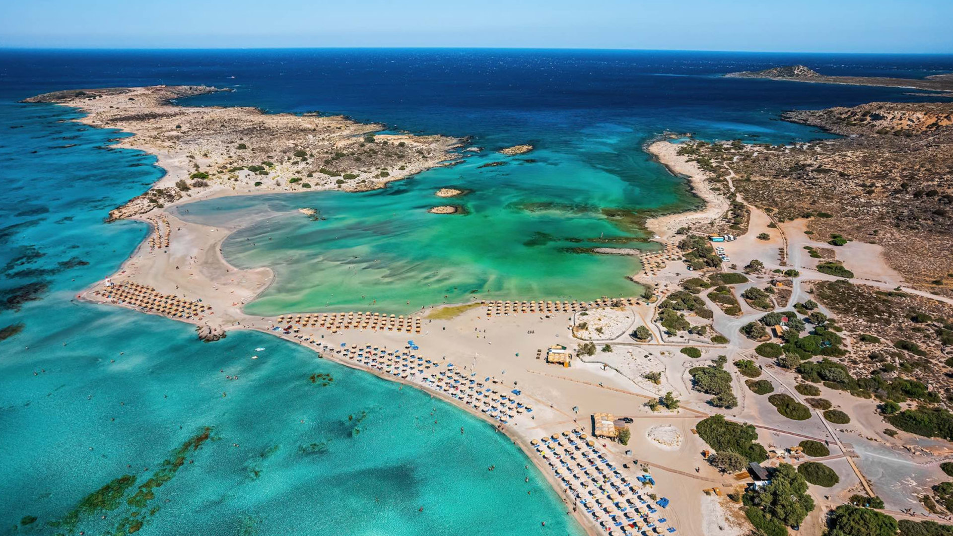 Elafonissi Beach in Chania Crete with pink sand and turquoise waters